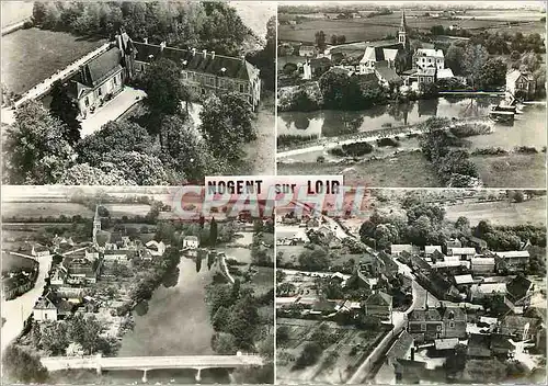 Moderne Karte Nogent sur Loir Le Chateau L'Eglise et le Moulin Vue generale Le Gue de Mezieres