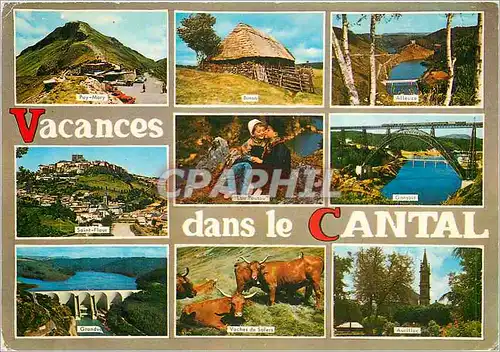 Moderne Karte Vacances dans le Cantal Puy Mary Saint Flour Garabit