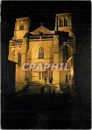 Moderne Karte La Chaise Dieu Haute Loire Facade de l'Abbaye la nuit