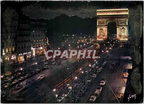 Cartes postales moderne Paris la nuit Les Champs Elysees et l'Arc Triomphe
