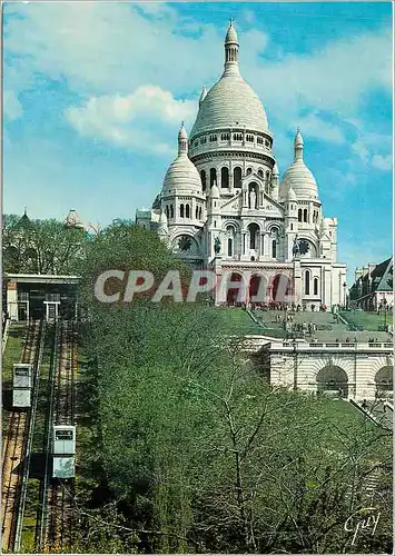 Cartes postales moderne Paris et ses Merveilles La Basilique du Sacre Coeur de Mont Martre et le Funiculaire