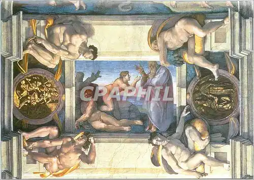 Moderne Karte Buonarroti Michelangelo Plafond de la Chapelle Sixtine La Creation d'Eve avec quatre ignudi