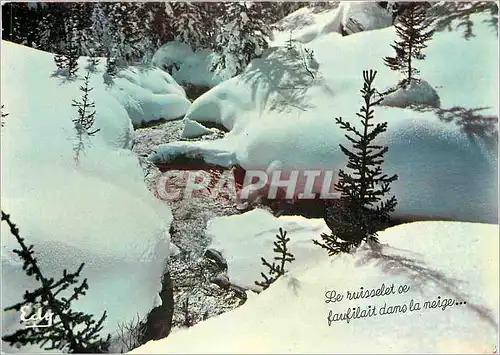 Moderne Karte Images de Chez Nous en Hiver Ruisselet dans la neige