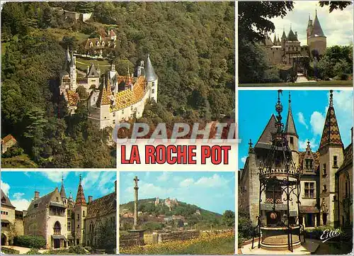 Cartes postales moderne La Roche Pot Cote d'Or Le chateau Vue aerienne Le pont levis La cour interieure Le puits