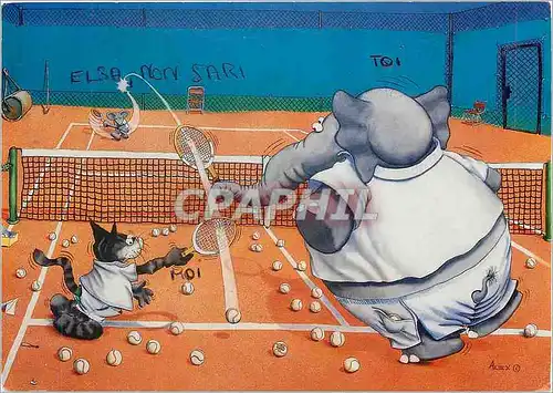 Cartes postales moderne Tennis Chat Elephant