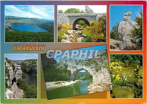 Moderne Karte Grand paysages de l'Ardeche Lac d'Issarles Pont sur la Loire