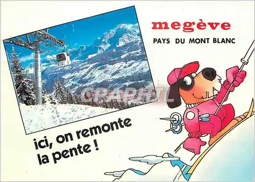 Moderne Karte Megeve Haute Savoie Le Mont Blanc vu du Jaillet Ski