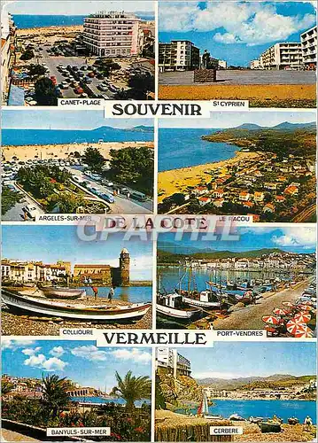 Moderne Karte Souvenir de la Cote Vermeille Canet Plage St Cyprien Argeles sur Mer Le Racou Collioure Port Ven