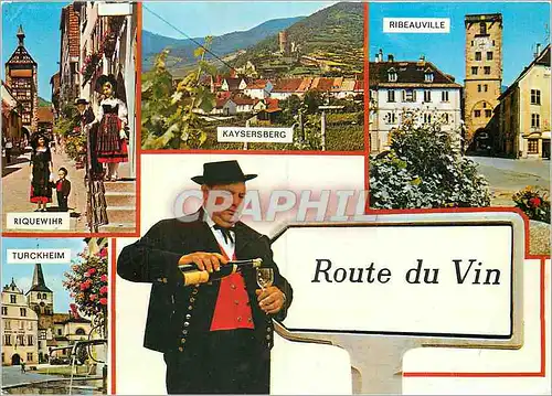 Moderne Karte Route du Vin Riquewihr Kaysersberg Ribeauville Turckheim