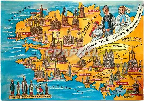 Moderne Karte Les Provinces Francaises La Bretagne et ses Calvaires
