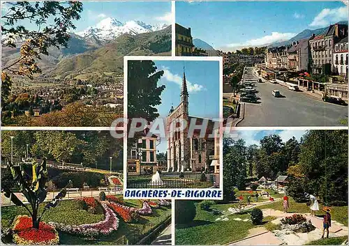 Cartes postales moderne Les Pyrenees Bagneres de Bigorre Vue generale Promenade des Coustous L'Eglise Saint Vincent