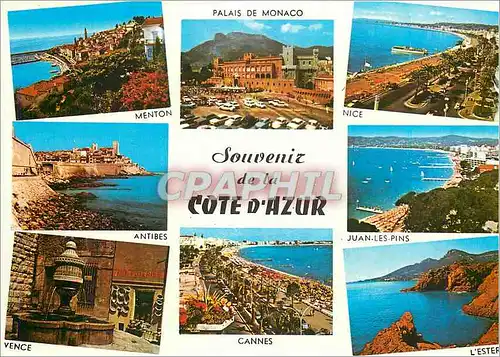 Cartes postales moderne Souvenir de la Cote d'Azur Menton Palais de Monaco Nice Antibes Juan les Pins