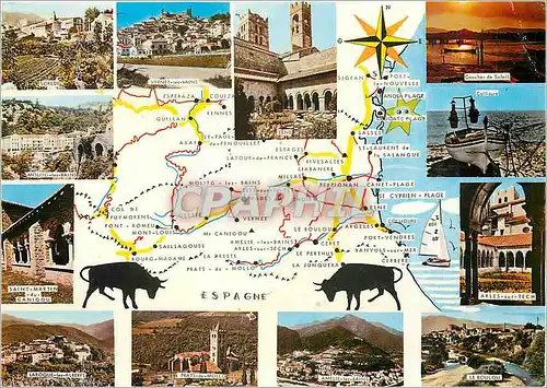 Cartes postales moderne Le departement des Pyrenees Orientales et sis circuits touristiques