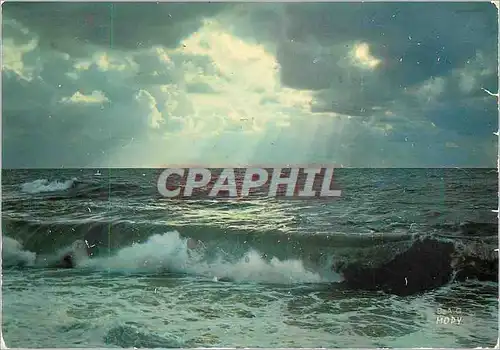 Cartes postales moderne La France La Cote d'Argent Coucher de soleil sur la mer demontee