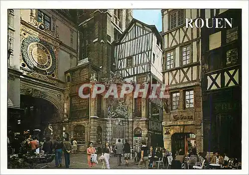 Moderne Karte Rouen Seine Maritime Le Gros Horloge monument le plus populaire de Rouen