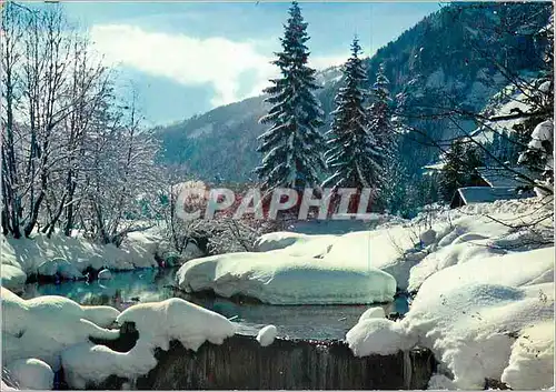 Moderne Karte Image de nos montagnes en Hiver Jeux de neige a travers les sapins