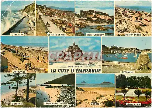 Moderne Karte La Cote d'Emeraude Granville St Pair sur Mer Iles Chausey Kairon Plage