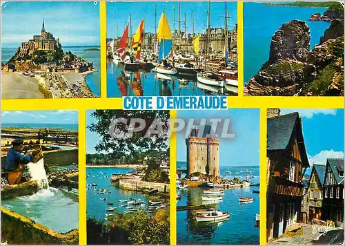 Cartes postales moderne Bretagne Cote d'Emeraude De gauche a droite et de bas en haut Le Mont Saint Michel St Malo Le Ca