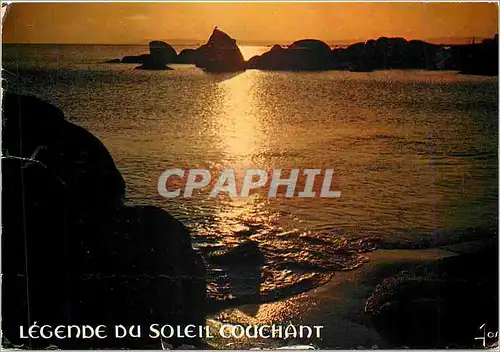 Moderne Karte La Bretagne en Couleurs Coucher de soleil sur la cote bretonne