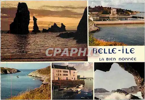 Cartes postales moderne Belle ile en Mer Morbihan Les Aiguilles de Port Coton la Citadelle et le port