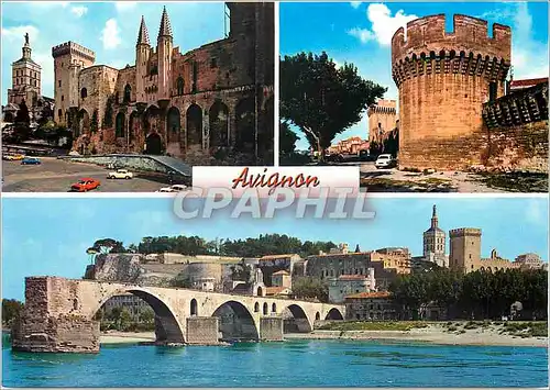 Cartes postales moderne Avignon Vaucluse Le Palais des Papes Les Remparts Le Pont d'Avignon