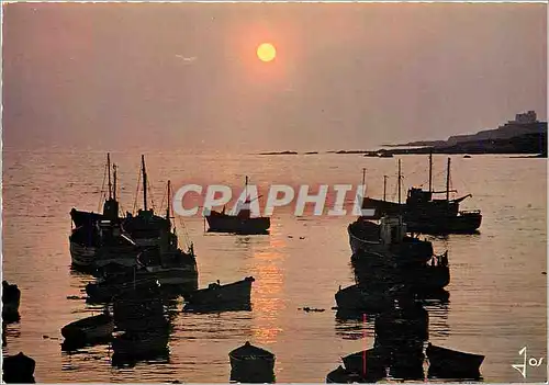 Moderne Karte La Bretagne en Couleurs Coucher de soleil sur la cote bretonne