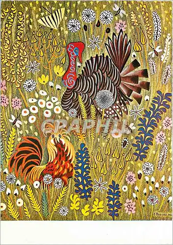 Cartes postales moderne Tapisserie de Dom Robert L'Herbe Haute Dinde Coq