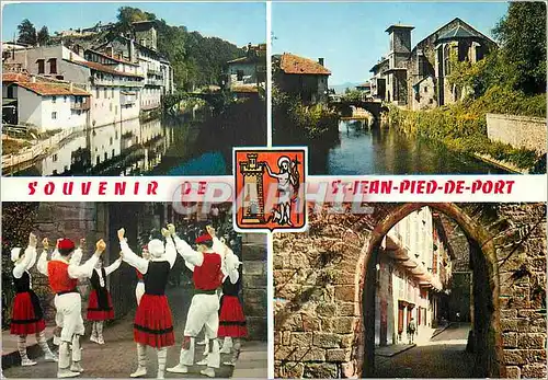 Cartes postales moderne Saint Jean Pied de Port Vieilles maisons sur la Nive l'Eglise et la Nive
