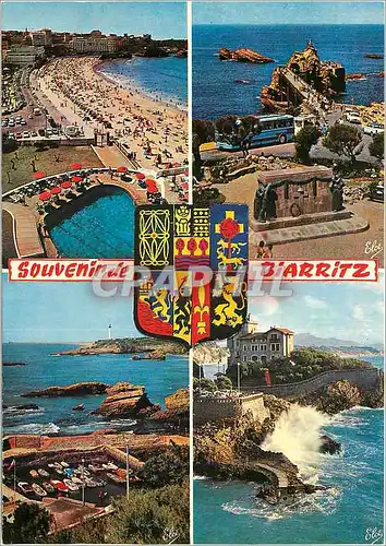 Cartes postales moderne Biarritz de gauche a droite La Grande Plage vers les Casinos