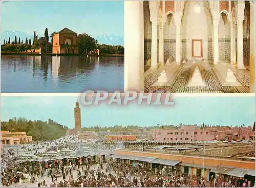 Cartes postales moderne Marrakech Bassin de la Menara Tombeaux Saadiens Vue generale