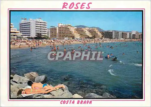 Moderne Karte Roses Costa Brava Sante Marguerite plage et ensemble residentiel