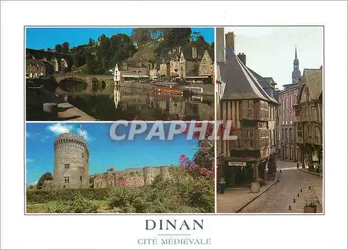 Cartes postales moderne Dinan Cotes d'Armor Le port le chateau et la rue de l'Apport