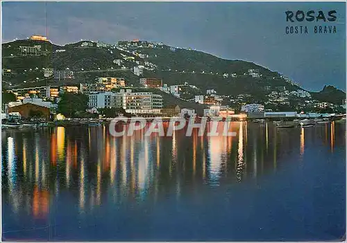 Cartes postales moderne Rosas Costa Brava Vue nocturne avec Puig Rom