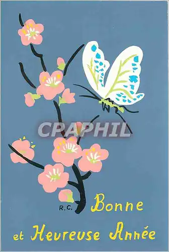 Moderne Karte Bonne et Heureuse Annee Papillon