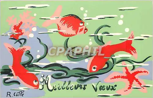 Cartes postales moderne Meilleurs Voeux Poissons