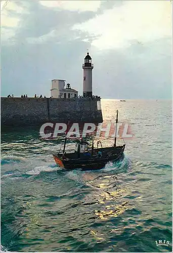 Cartes postales moderne Coucher de soleil sur le phare Bateau