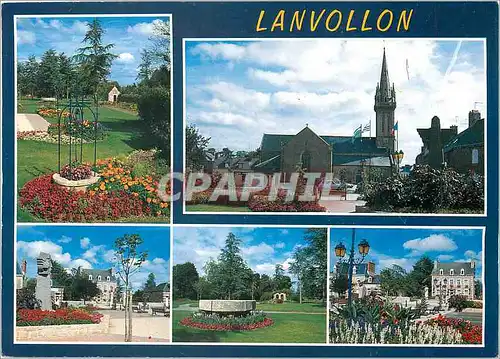 Moderne Karte Couleurs de Bretagne Lanvallon (Cotes d'Armor) Le parc de la mairie la place de l'eglise la plac