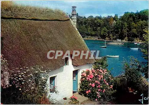 Moderne Karte La Bretagne en couleurs Maison du Pecheur sur la riviere (Kerdruc)
