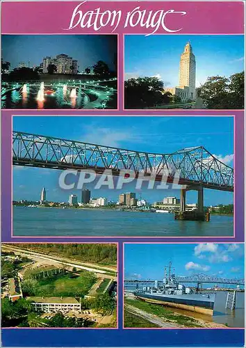 Cartes postales moderne Baton Rouge Louisiana Picture old State Capitol Skyline With Mississippi River Bridge