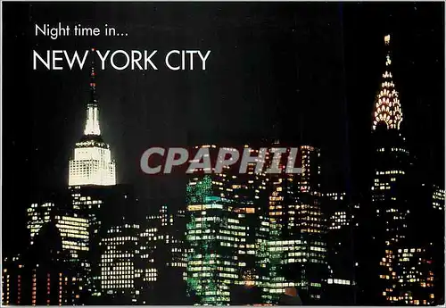 Cartes postales moderne New York Here comes the night over the chryster the Empire Stare Building
