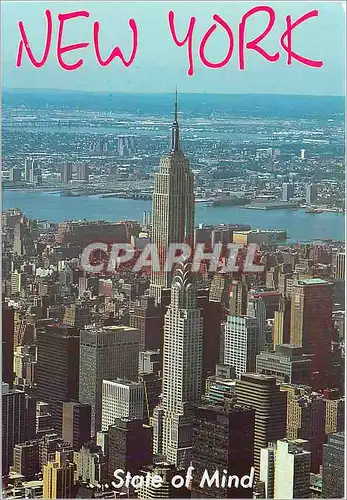 Moderne Karte New York The Chyster and the Empire state Buildings ans New nersey in the distance