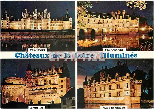 Cartes postales moderne Chateaux de la Loire Chambord Chenonceau Amboise Azay le Rideau