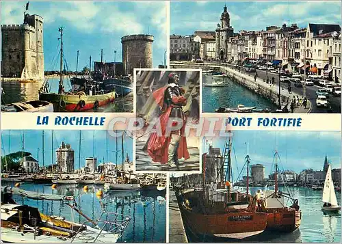Moderne Karte En Aunis La Rochelle (Chte Mme) Le port Tours St Nicolas de la chaine et des Quatre Sergents La
