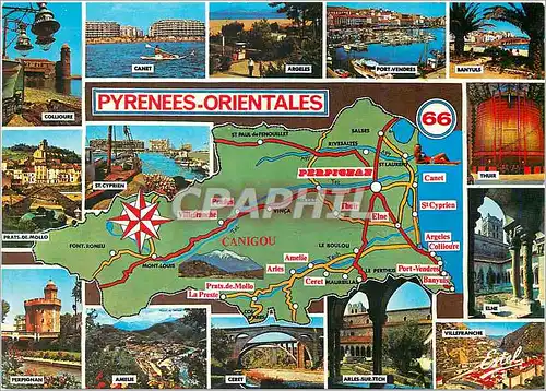 Moderne Karte Les Pyrennes Orientales