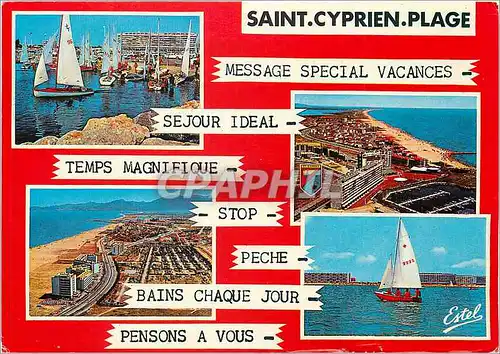 Moderne Karte Saint Cyprien (P O) Depart de regale Le port