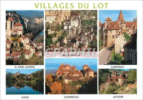 Moderne Karte Villages du Lot St Cirq Lapopie Rocamadour Carennac Albas Loubressac Autoire