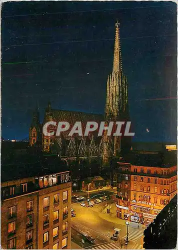 Moderne Karte Vienne Cathedrale de St Etienne illuminee