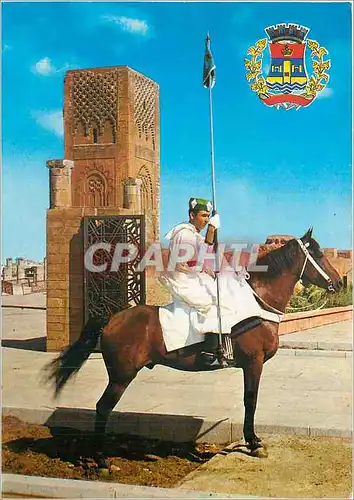 Moderne Karte Rabat Cavalier de la Garde Royal et la Tour Hassan