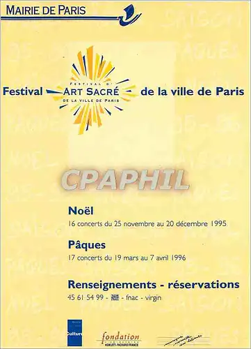 Cartes postales moderne Mairie de Paris Festival art sacre