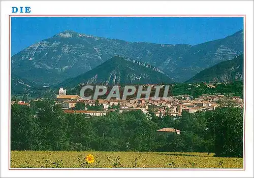 Moderne Karte La Drome touristique Die (Drome France) Vue generale en arriere plan la montagne de Glandasse